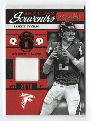 MATT RYAN 2011 Panini Timeless Treasures Football GAMEDAY SOUVENIRS (Game-Worn Jersey Relic) Atlanta Falcons Rare Insert NFL Collectible Football Trading Card #15/25