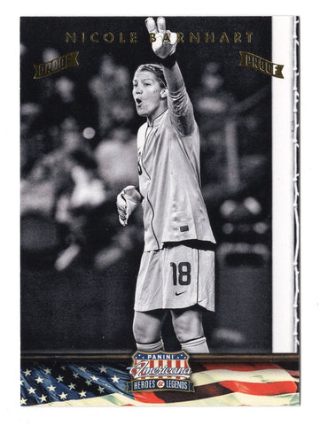 NICOLE BARNHART Panini Americana 2012 Heroes & Legends Collectible Card - Limited edition collectible honoring women's soccer achievement.