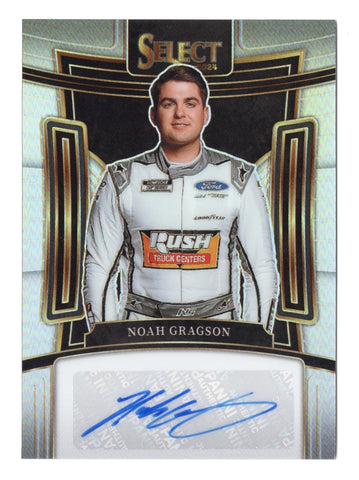 Signed Noah Gragson 2024 Panini Select Racing Silver Prizm Autograph NASCAR trading card. This limited edition card showcases the rising star’s signature and vibrant Silver Prizm finish. A great addition to any NASCAR collection, backed by a lifetime authenticity guarantee and perfect for gifting.