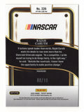 Detailed view of the Rajah Caruth signed 2025 Panini Select Racing Gold Prizm NASCAR trading card highlighting his autograph, distinctive gold parallel design, and limited serial numbering of #08/10. Accompanied by a Certificate of Authenticity, this collectible makes a great gift for Rajah Caruth fans and rare racing card collectors.