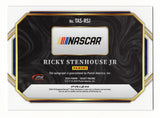 Ricky Stenhouse Jr. 2024 Panini Select Racing Trackside Actions Signatures Signed NASCAR card, featuring a vibrant Silver Prizm finish and Stenhouse Jr.'s authentic signature. A rare limited-edition collectible perfect for any NASCAR fan, with a lifetime authenticity guarantee for peace of mind.