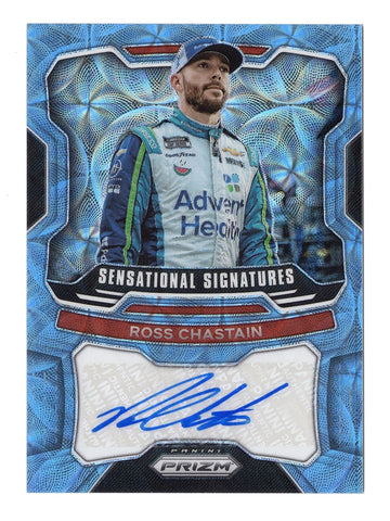 Ross Chastain 2022 Panini Prizm Racing CAROLINA BLUE SCOPE AUTOGRAPH (Trackhouse) Signed NASCAR Collectible Insert Trading Card #35/75 (Only 75 Made!)