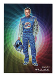 Rusty Wallace 2023 Panini Prizm Racing COLOR WHEEL NASCAR Card, a rare SSP case hit, authenticated by Panini America Inc., with a lifetime authenticity guarantee. A vibrant, collectible card that makes a perfect gift for any NASCAR aficionado.