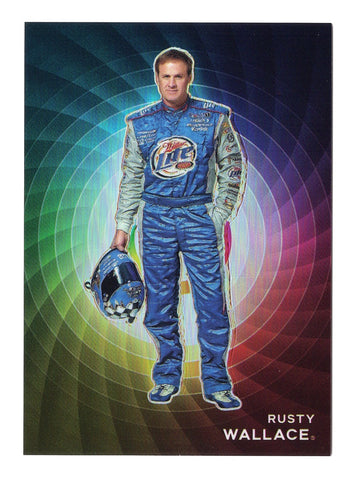 Rusty Wallace 2023 Panini Prizm Racing COLOR WHEEL NASCAR Card, a rare SSP case hit, authenticated by Panini America Inc., with a lifetime authenticity guarantee. A vibrant, collectible card that makes a perfect gift for any NASCAR aficionado.