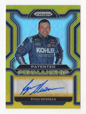 Ryan Newman 2022 Panini Prizm Racing GOLD PRIZM AUTOGRAPH (Patented Penmanship) Rare Signed NASCAR Collectible Insert Trading Card #5/6 (Only 6 Made!)