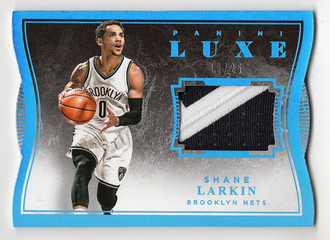 Shane Larkin 2015-16 Panini Luxe Basketball 2-Color Patch Relic Blue Parallel Collectible Card #10/25