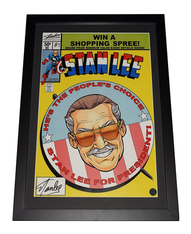 Autographed Stan Lee 1980 Marvel Comics Poster" - This rare 13X19 inch poster is personally autographed by Stan Lee and comes with an Excelsior Approved hologram for authenticity. A must-have collectible for Marvel fans.