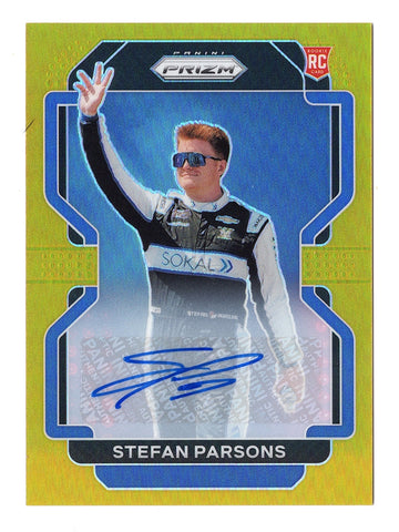 Stefan Parsons 2022 Panini Prizm Racing GOLD PRIZM ROOKIE AUTOGRAPH Rare Signed NASCAR Collectible Insert Trading Card #04/10 (Only 10 Made!)
