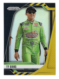 Front view of a Ty Gibbs 2025 Panini Prizm Racing Black Gold NASCAR trading card featuring the Joe Gibbs Racing driver and striking black and gold parallel styling. This exceptionally rare collectible is serial numbered #2/5, with only five numbered copies, making it desirable for NASCAR trading card collectors.