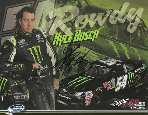 AUTOGRAPHED 2013 Kyle Busch #54 Monster Energy Racing ROWDY OFFICIAL HERO CARD (Nationwide Series) Signed NASCAR Collectible Picture 9X11 Inch Photo with COA