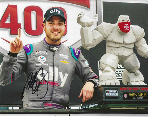 AUTOGRAPHED 2021 Alex Bowman #88 Ally Racing DOVER MONSTER MILE WIN (Victory Lane Trophy) Hendrick Motorsports Signed NASCAR Collectible Picture 8X10 Inch Glossy Photo with COA