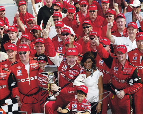 2X AUTOGRAPHED 2002 Chase Elliott & Bill Elliott #9 Dodge Racing BRICKYARD RACE WIN WITH SON (6-Year Old Chase) Dual Signed 8X10 Inch Picture NASCAR Glossy Photo with COA