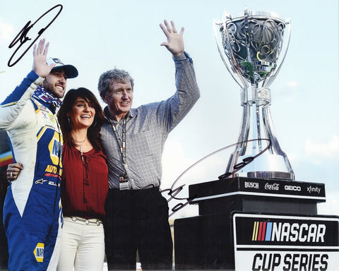 2X AUTOGRAPHED 2020 Chase Elliott & Bill Elliott #9 NASCAR CHAMPION (Victory Lane Championship Trophy) Dual Signed 8X10 Inch Picture NASCAR Glossy Photo with COA