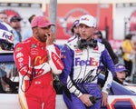 2X AUTOGRAPHED Bubba Wallace & Denny Hamlin 2022 Pit Road Talk NASCAR Cup Series Dual Signed Picture 8X10 Inch NASCAR Glossy Photo with COA