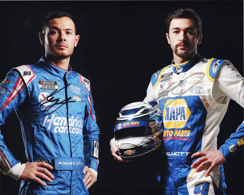 2X AUTOGRAPHED Chase Elliott & Kyle Larson 2022 Hendrick Motorsports Teammates (Media Day Pose) Dual Signed 8X10 Inch Picture NASCAR Glossy Photo with COA