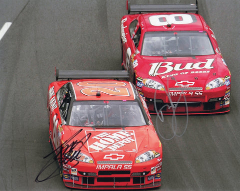 2X AUTOGRAPHED Dale Earnhardt Jr. & Tony Stewart 2007 On-Track Racing MARTINSVILLE RACE Dual Signed 8X10 Inch Picture NASCAR Glossy Photo with COA