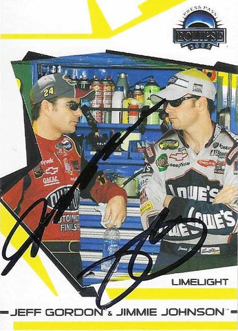 2X AUTOGRAPHED Jeff Gordon & Jimmie Johnson 2005 Press Pass Eclipse Racing LIMELIGHT Rare Dual Signed Collectible NASCAR Trading Card with COA