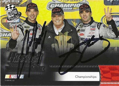 2X AUTOGRAPHED Jimmie Johnson & Chad Knaus 2009 Press Pass Racing 3X CHAMPIONSHIP Rare Dual Signed Collectible NASCAR Trading Card with COA
