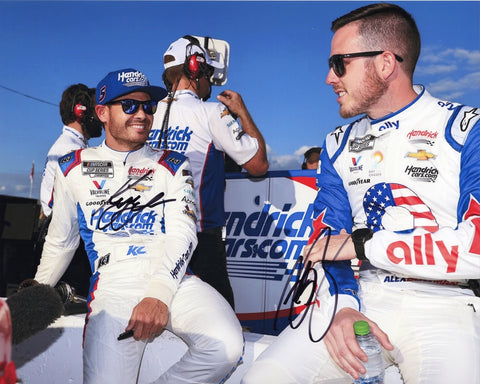 2X AUTOGRAPHED Kyle Lason & Alex Bowman 2022 Hendrick Motorsports Teammates (Pre-Race Pit Road) Dual Signed Picture 8X10 Inch NASCAR Glossy Photo with COA