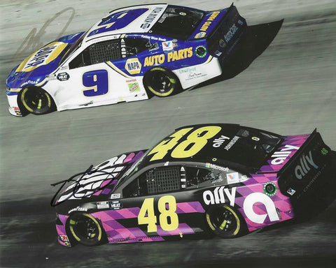 2X AUTOGRAPHED Chase Elliott & Jimmie Johnson 2020 NASCAR Cup Series (#9 NAPA Championship Season / #48 Ally Final Season) Dual Signed Collectible Picture 8X10 Inch NASCAR Glossy Photo with COA