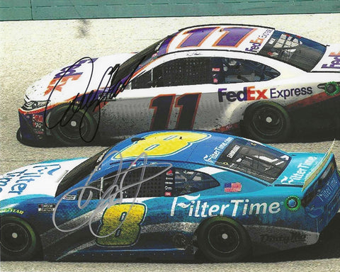 2X AUTOGRAPHED Dale Earnhardt Jr. & Denny Hamlin 2020 iRACING HOMESTEAD WIN Rare Dual Signed NASCAR Picture 8X10 Inch Glossy Photo with COA