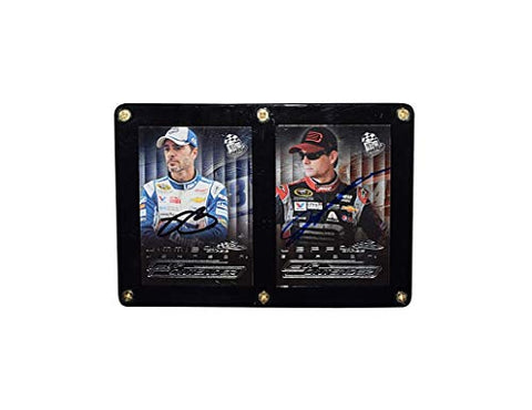 2X AUTOGRAPHED Jeff Gordon & Jimmie Johnson 2015 Press Pass/Cup Contenders TWO CARD DISPLAY CASE (6.5X4.5 Inch) HENDRICK TEAMMATES Multi Signed NASCAR Trading Card Set with COA