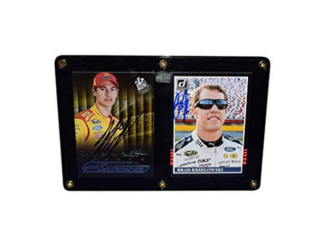 2X AUTOGRAPHED Joey Logano & Brad Keselowski TWO CARD DISPLAY CASE (4.5X6.5 Inch) Team Penske Drivers (#22 Pennzoil - #2 Miller Lite) Dual Signed NASCAR Trading Card Framed Set with COA