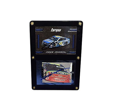 2X AUTOGRAPHED Jeff Gordon & Jimmie Johnson TWO CARD DISPLAY CASE (4.5X6.5 Inch) Hendrick Motorsports Drivers Dual Signed NASCAR Trading Card Framed Set with COA