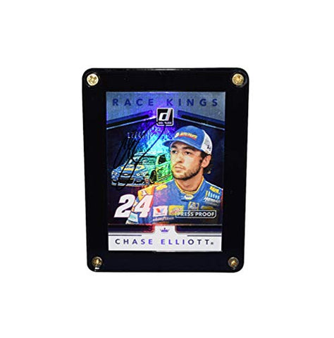 AUTOGRAPHED Chase Elliott 2018 Panini Donruss Racing RACE KINGS PRESS PROOF (Rare #17/49) Chrome Hendrick Motorsports Signed NASCAR Collectible Framed Trading Card with COA