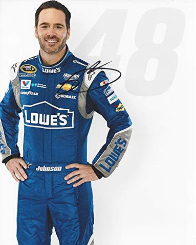 AUTOGRAPHED 2015 Jimmie Johnson #48 Team Lowes Racing MEDIA DAY POSE (Hendrick Motorsports) Sprint Cup Series Signed Collectible Picture 8X10 Inch NASCAR Glossy Photo with COA