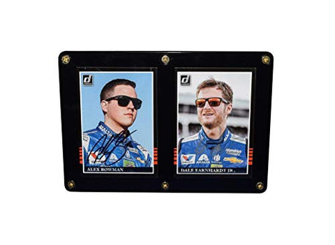2X AUTOGRAPHED Dale Earnhardt Jr. & Alex Bowan #88 TWO CARD DISPLAY CASE (4.5X6.5 Inch) Donruss Racing Multi Signed NASCAR Trading Card Set with COA
