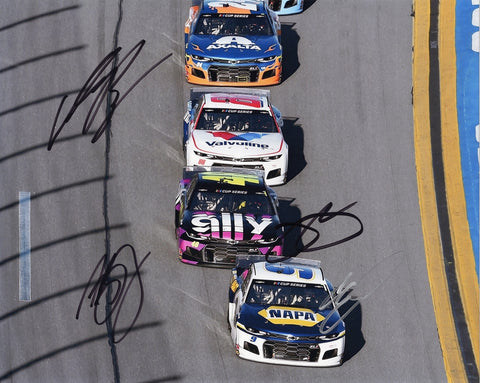 4X AUTOGRAPHED Chase Elliott / Jimmie Johnson / William Byron / Alex Bowman 2020 Hendrick Motorsports (On-Track Racing) Signed 8X10 Inch Picture NASCAR Glossy Photo with COA