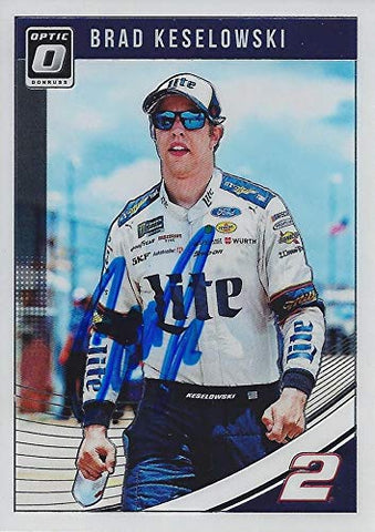 AUTOGRAPHED Brad Keselowski 2019 Panini Donruss Optic Racing (#2 Miller Lite Team Penske) Monster Cup Series Signed Collectible NASCAR Trading Card with COA