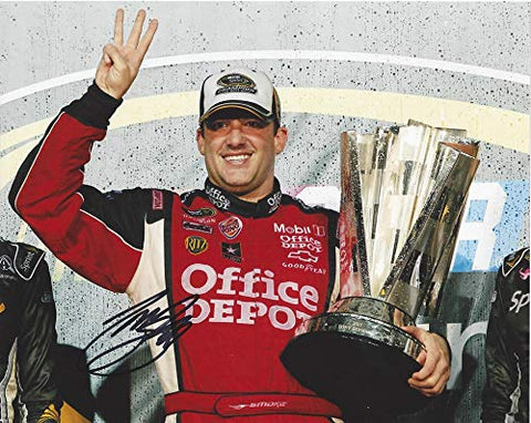 AUTOGRAPHED 2011 Tony Stewart #14 Office Depot Racing 3X NASCAR CHAMPION (Victory Lane Trophy) Homestead Championship Signed Collectible Picture NASCAR 8X10 Inch Glossy Photo with COA