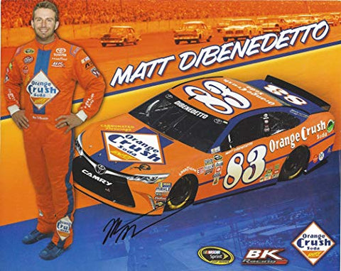AUTOGRAPHED 2016 Matt DiBenedetto #83 Orange Crush Soda Toyota Team (BK Racing) Sprint Cup Series Extremely Rare Signed Collectible Picture 8X10 Inch NASCAR Hero Card Photo with COA