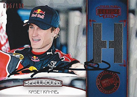 AUTOGRAPHED Kasey Kahne 2011 Press Pass Racing Eclipse SPELLBOUND (Letter H) Race-Used Tire (#4 Red Bull Team) RED PARALLEL Insert Signed NASCAR Trading Card with COA (#065 of 100)