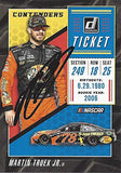 AUTOGRAPHED Martin Truex Jr. 2019 Panini Donruss Racing CONTENDERS TICKET (#78 Bass Pro Shops Team) Monster Cup Series Signed NASCAR Collectible Trading Card with COA