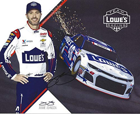 AUTOGRAPHED 2018 Jimmie Johnson #48 Team Lowes Racing PATRIOTIC POWER OF PRIDE (Coca-Cola 600) Monster Energy Cup Series Signed Picture 8X10 Inch NASCAR Collectible Hero Card Photo with COA