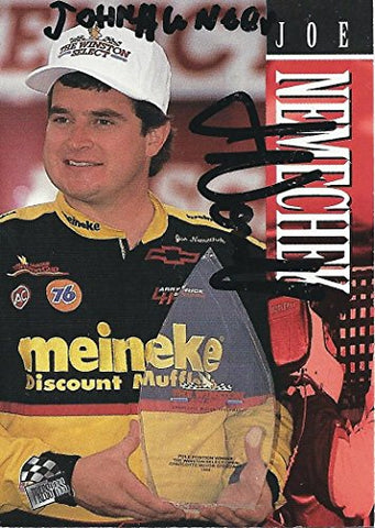 AUTOGRAPHED Joe Nemechek 1995 Press Pass Racing (Meineke Disount Mufflers Racing) BIBLE VERSE INSCRIPTION Vintage Signed NASCAR Collectible Trading Card with COA