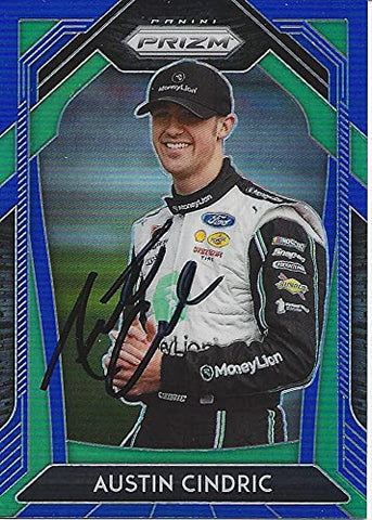 AUTOGRAPHED Austin Cindric 2020 Panini Prizm Racing RARE BLUE PRIZM (#22 MoneyLion Penske Team) Xfinity Series Insert Signed Collectible NASCAR Trading Card with COA