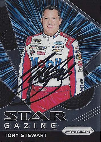 AUTOGRAPHED Tony Stewart 2018 Panini Prizm Racing STAR GAZING (#14 Mobil 1 Team) Insert Signed NASCAR Collectible Trading Card with COA
