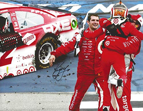 AUTOGRAPHED 2016 Kyle Larson #42 Target Axe Racing MICHIGAN RACE WIN (Pit Crew Victory Celebration) Ganassi Team Sprint Cup Series Signed Collectible Picture NASCAR 9X11 Inch Glossy Photo with COA