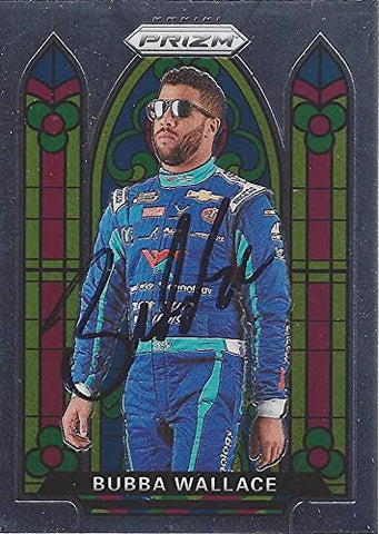 AUTOGRAPHED Bubba Wallace 2020 Panini Prizm Racing STAINED GLASS (#43 World Wide Technology Team) Richard Petty Motorsports Insert Signed Collectible NASCAR Trading Card with COA