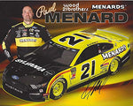 AUTOGRAPHED 2019 Paul Menard #21 Sylvania Ford Mustang (Wood Brothers Racing) Monster Energy Cup Series Signed Collectible Picture 8X10 Inch NASCAR Hero Card Photo with COA
