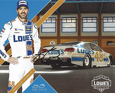 AUTOGRAPHED 2017 Jimmie Johnson #48 Team Lowes Racing RETRO DARLINGTON THROWBACK (Hendrick Motorsports) Monster Energy Cup Series Signed Picture 8X10 Inch NASCAR Collectible Hero Card Photo with COA