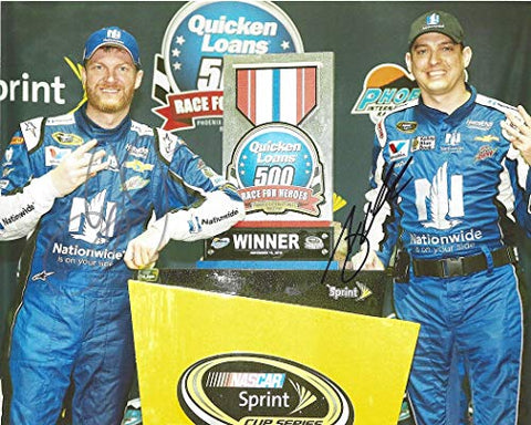 2X AUTOGRAPHED 2015 Dale Jr. & Greg Ives #88 Nationwide Racing PHOENIX RACE WIN (Victory Lane Trophy) Signed Picture 8X10 NASCAR Photo with COA