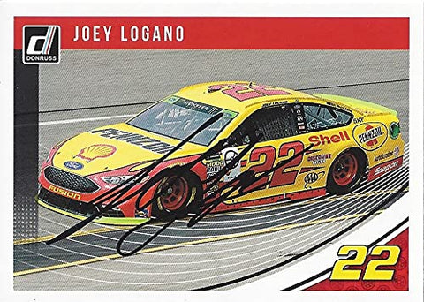 AUTOGRAPHED Joey Logano 2019 Panini Donruss Racing PLAYOFFS CAR (#22 Shell Pennzoil) Team Penske Monster Cup Series Signed NASCAR Collectible Trading Card with COA