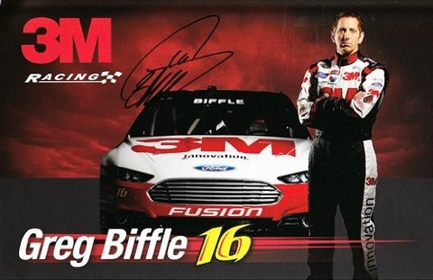 AUTOGRAPHED 2013 Greg Biffle #16 3M Racing (Roush Team) Signed 6X9 Sprint Cup Series NASCAR Hero Card Photo with COA