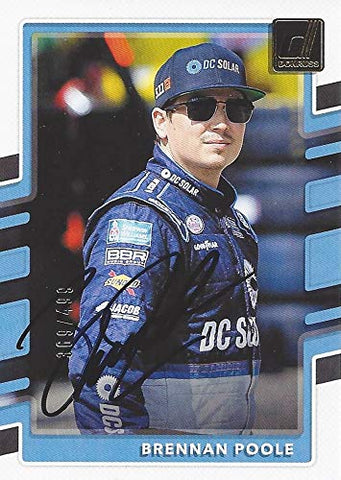 AUTOGRAPHED Brennan Poole 2018 Panini Donruss Racing (#48 DC Solar Ganassi Team) Xfinity Series Insert Signed NASCAR Collectible Trading Card with COA #/499