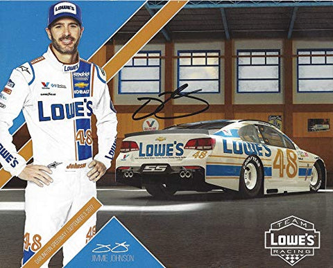 AUTOGRAPHED 2017 Jimmie Johnson #48 Team Lowes Racing RETRO DARLINGTON THROWBACK (Hendrick Motorsports) Monster Energy Cup Series Signed Picture 8X10 Inch NASCAR Collectible Hero Card Photo with COA